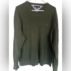 Tommy Hilfiger Green V-Neck Pullover Sweater sz XL